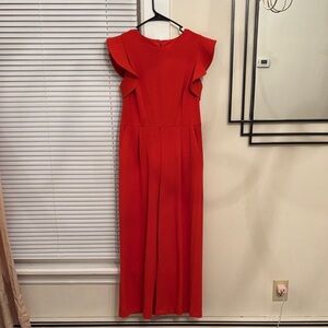 Calvin Klein Red Maxi Jumper with Ruffle Detail